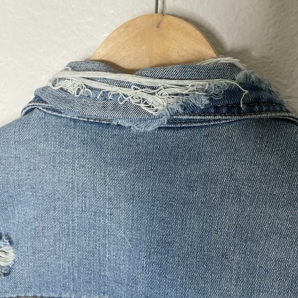 Blu[edit] Distressed Denim Jean Jacket M Graphic Comic Book Pop Art 90s Style - Picture 9 of 11